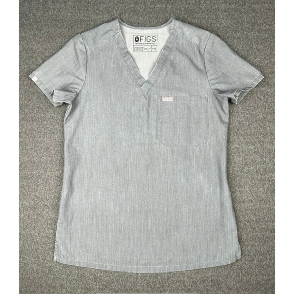 Figs Technical Collection Heather Gray V-Neck Scrub Top FW1000 Womens XXS
